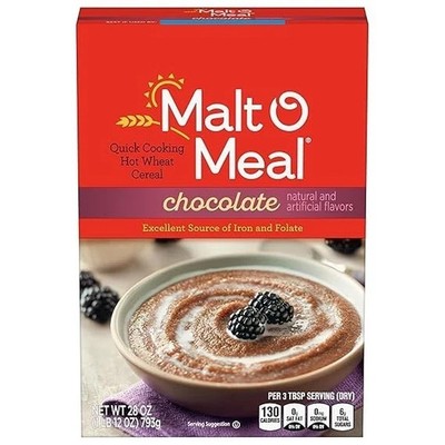 Malt-O-Meal Hot Cereal Chocolate Hot Wheat Cereal Instant Porridge with Folic...