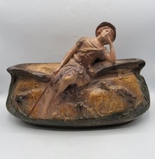 Jardinière centre de table en plâtre polychrome signé Citti Frères Art Nouveau