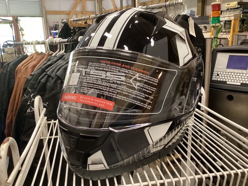 BFR Modular Flip-Up Motorcycle Helmet -SHINY BLACK with WHITE GEOMETRY GRAPHICS - Picture 2 of 10