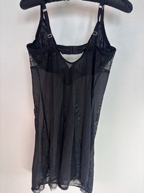 La Perla Studio Black Mesh Lace Chemise 36 D V-Neck Adjustable Strap