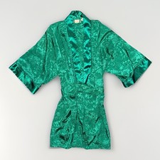 Vintage Victorias Secret Womens Gold Label Green Satin Kimono Robe One Size