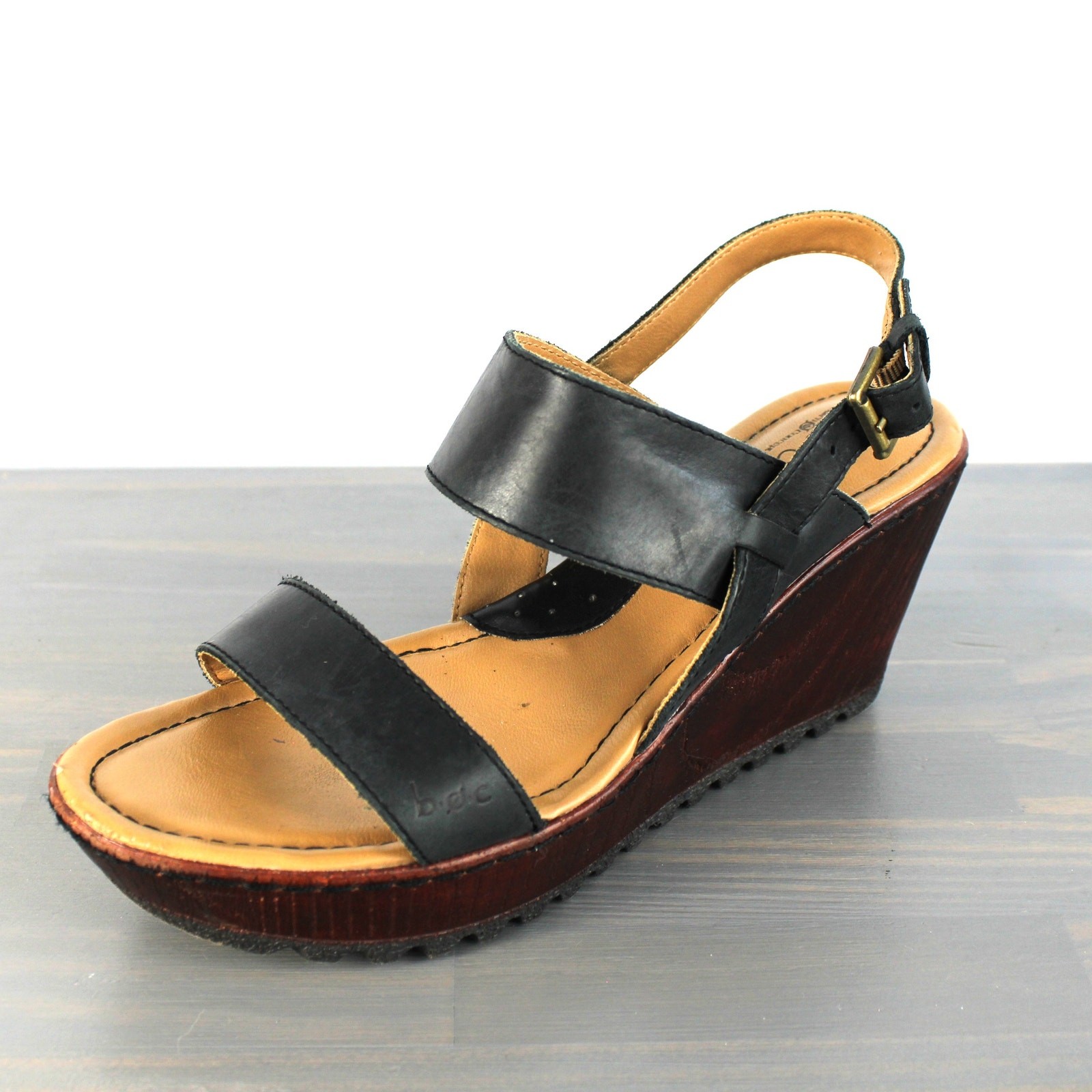 SAOLA Sandali donna b.o.c doppio cinturino pelle zeppa 8M blu navy cinturino plateau suola strappo