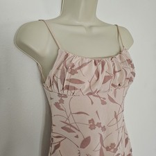 Y2K Babydoll Milkmaid Mini Dress Sz 4 or XS Pink Floral Silhouette Coquette 