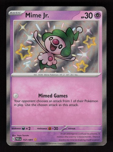 Mime Jr. Shiny Rare Paldean Fates 157/091 Near Mint