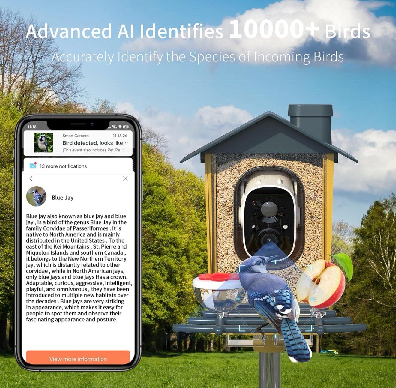 oddkont Bird Feeder with Camera - Smart Bird Feeder Camera with AI Identify Bird