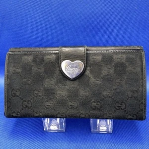 Authentique portefeuille Gucci couleur noir H10 cm L19,5 cm GG toile cuir ceinture longue