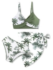 Girls Swimsuits Size 10-12, Bathing Suit Tropical Floral Twist Cross Bikini S...