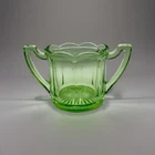 Vintage Heisey💚Depression Glass Open Sugar Bowl Rib Moongleam Green EUC Glows