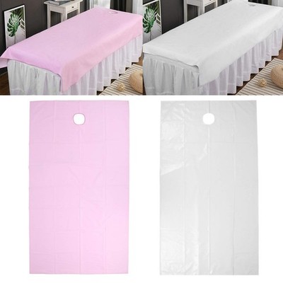 Spa Massage Bed Sheet, Oil Polyester Salon Table Cover with Face Hole...