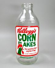 Kellogg’s Corn Flakes Glass Milk Bottle Vintage 1981 Advertising 1 Pint - VGC
