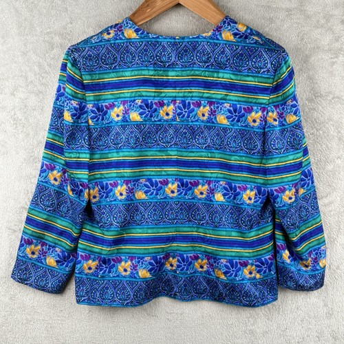 Blazer Adrianna Papell donna 14 multicolore floreale 100% seta business formale vintage - Foto 2 di 9