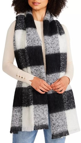 Steve Madden SCHWARZ MULTI Damen zweifarbig Buffalo Karo Decke Schal, Einheitsgröße