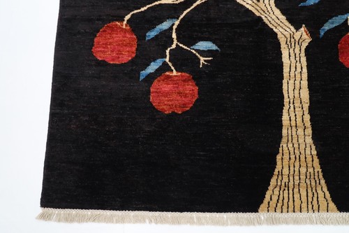 5x7 ft Tree of life black Area Rug Afghan Hand Knotted Tribal oriental wool rug - Picture 6 of 10