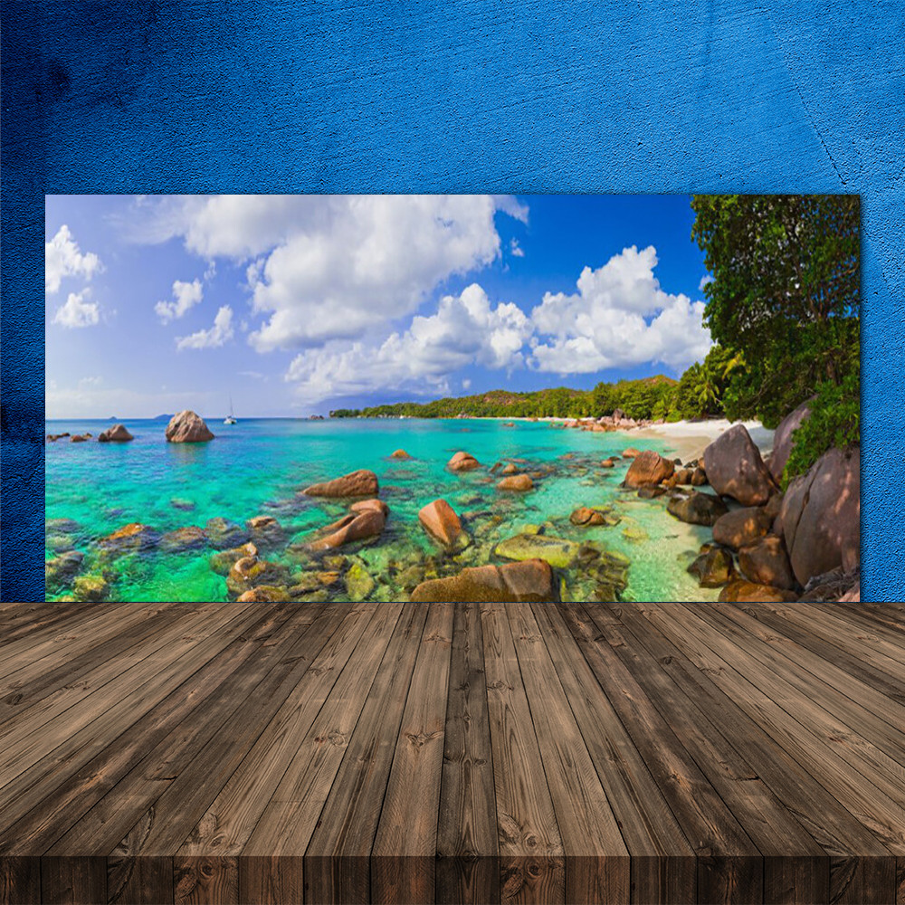 Crédence de cuisine en verre 120x60 cm décor paysage marin et forêt bretonne
