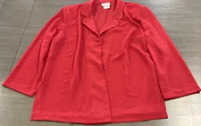 Victoria Morgan Women Red 3 Piece One Button Blazer Tank Top Skirt Set Size 16