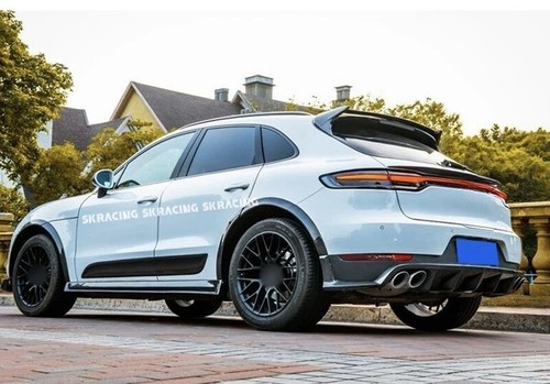 Alerón labial de extensión de faldones laterales de fibra de carbono real para Porsche Macan 2015-2021 - Imagen 3 de 19