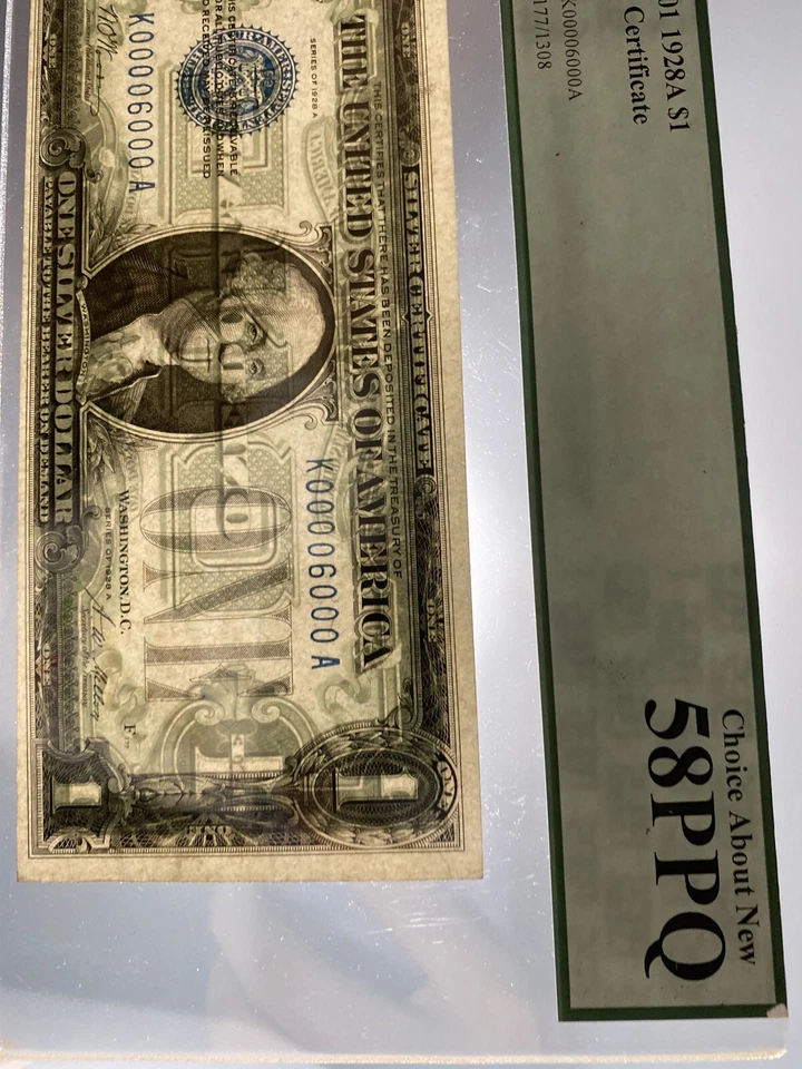 1928 A $1 Funny Back Binary note serial # 00006000 ，58PPQ UNC！Super Top Rare！！ - Image 2 of 4