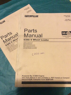 CAT Caterpillar 938G II WHEEL LOADER PARTS Book Guide MANUAL CRD1-UP