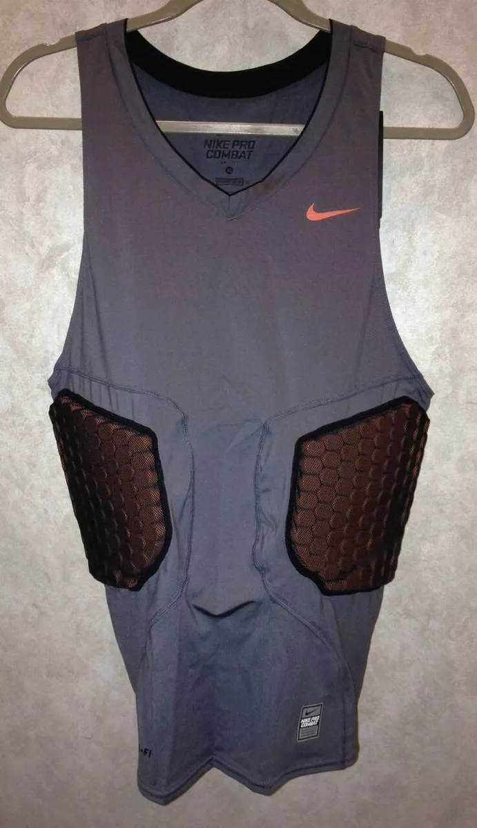 NIKE Pro Combat Deflex Padded Grey Ora Basketball Compression Shirt Tank  Mens XL