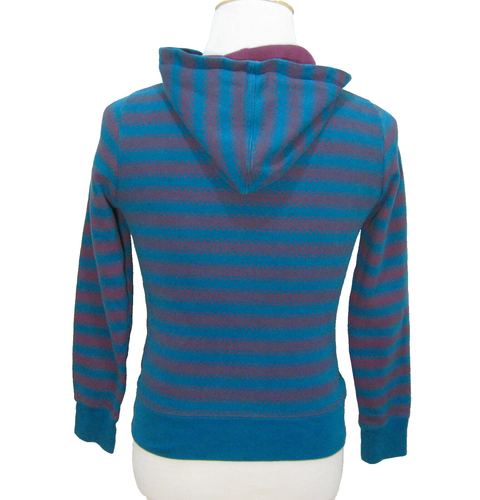 VANS Boy's (Medium) Blue Striped Full Zip Hoodie Hooded Sweatshirt Long Sleeve - Picture 2 of 4