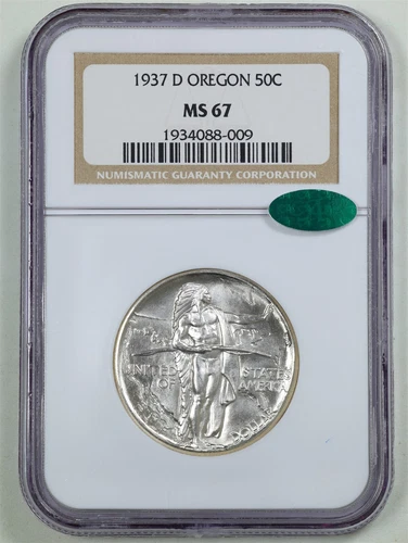1937-D 50C Oregon Trail Commemorative Half Dollar MS67 NGC CAC 1934088-009