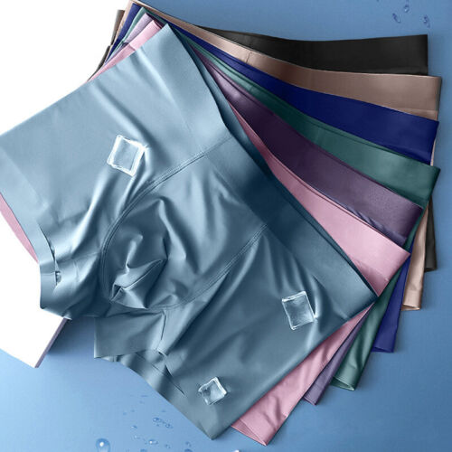 Mens Ice Silk Boxer Shorts Briefs Seamless Comfy Underwear Trunks Underpants - Photo 1/23