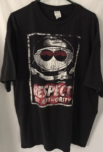 Vtg South Park Cartman T Shirt 3XL Y2k Black Respect My Authority Graphic 90s