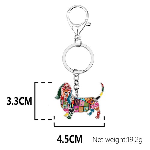 Enamel Alloy Basset Hound Dog Keychains Purse Key Ring Pets Jewelry Charms Gifts - Picture 5 of 11
