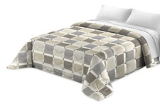 Copriletto estivo trapuntato Trapuntino primaverile Quadri Grigio Beige M. Italy