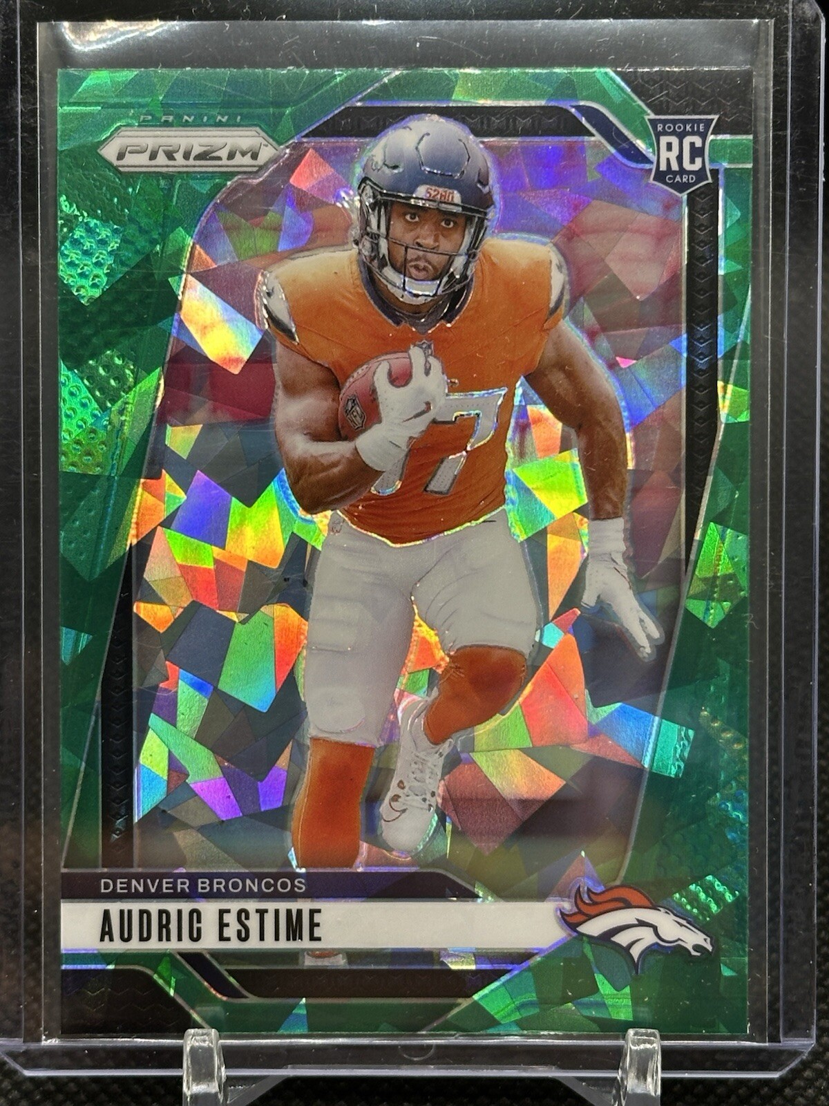 Audric Estime 2024 Panini Prizm #306 Green Ice Prizm SP Rookie (RC)
