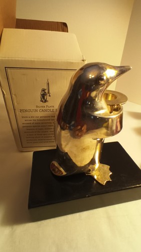 Restoration Hardware Silver Plated Penguin Candle Bearer Taper Holder with Box - Picture 8 of 12