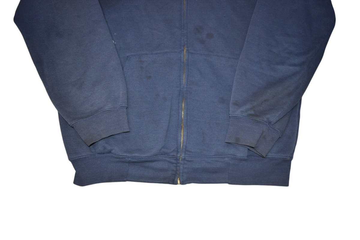 Carhartt Sweatshirt Mens M Navy Distressed Faded Zip Hoodie