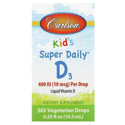 Carlson Labs Kids Super Daily Liquid Vitamin D3 für gesunde Knochen & Zähne - 10ml