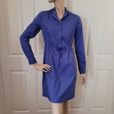 Tahari Adjustable Waist Shirt Dress SZ 4 (S) Blue Violet