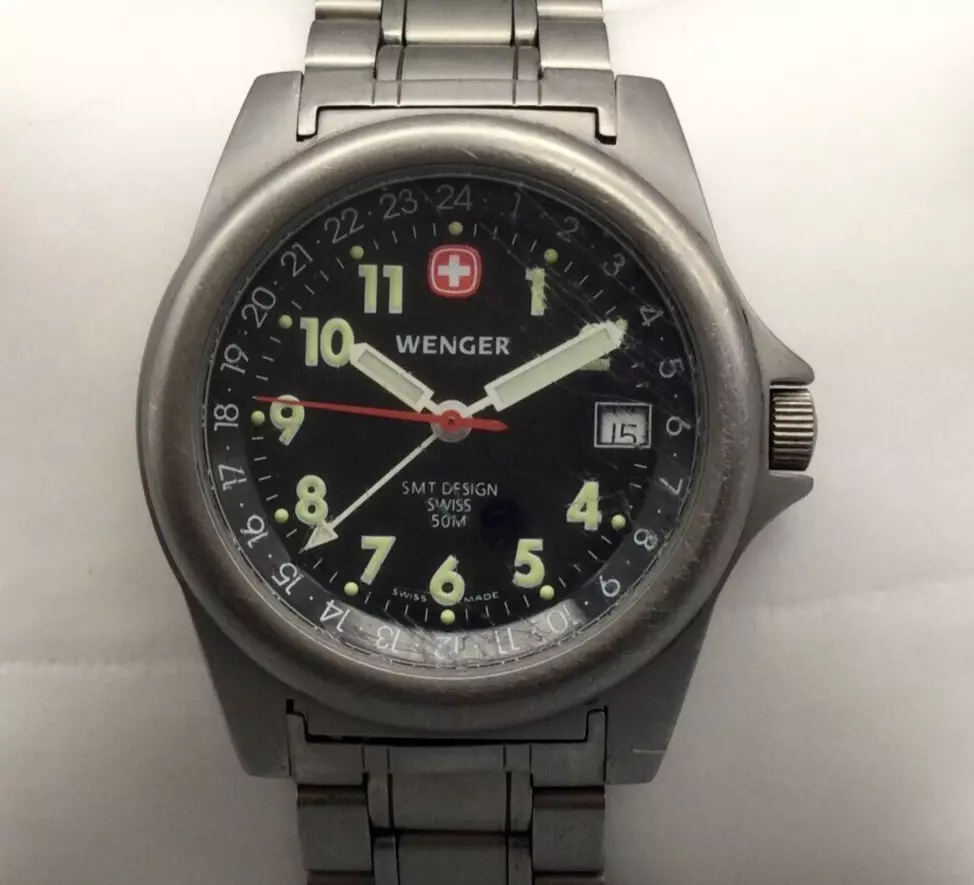 Wenger Field Issue Watch Titanium Dual Time Black 8.25