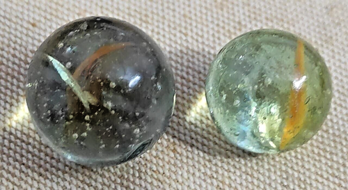 Old marbles 6no, clear,muddy, green 2 each with inside double streak except in 2 - Picture 18 of 24