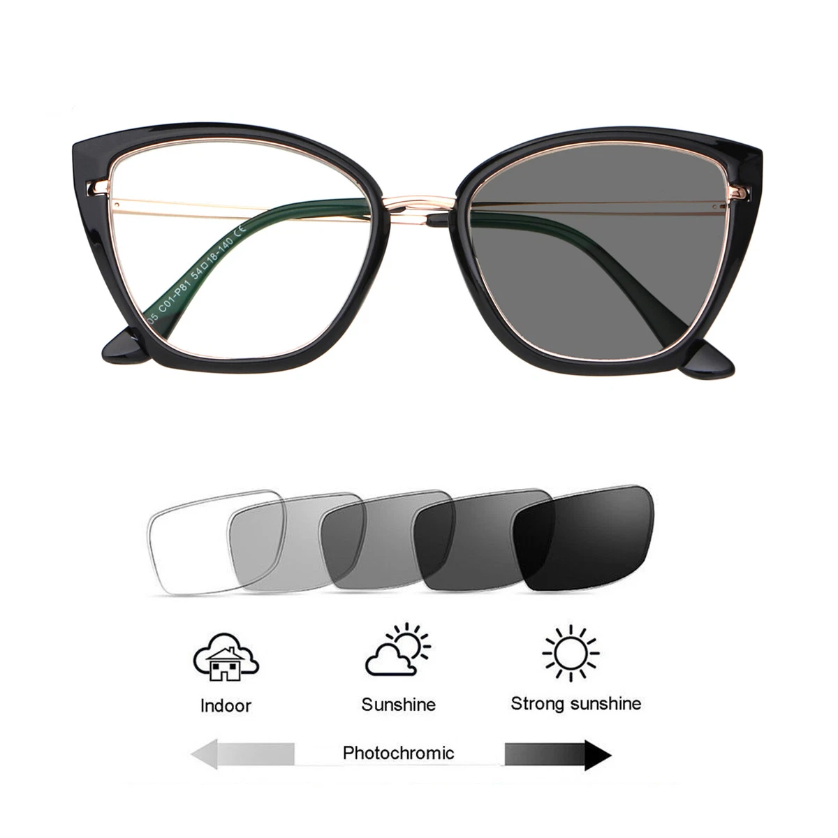 Vintage Cat Eye Transition Photochromic Grey Reading Glasses Sunglasses Reader