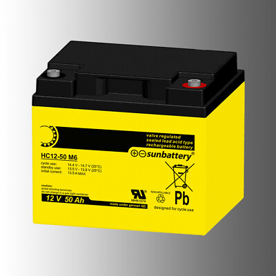 SunBattery HC12-50 AGM-Antriebsbatterie 12V 50Ah (C20) ''High Cycle''