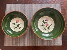 Two Vintage Stangl Pottery Nesting Serving Bowls 12” and 10” Thistle