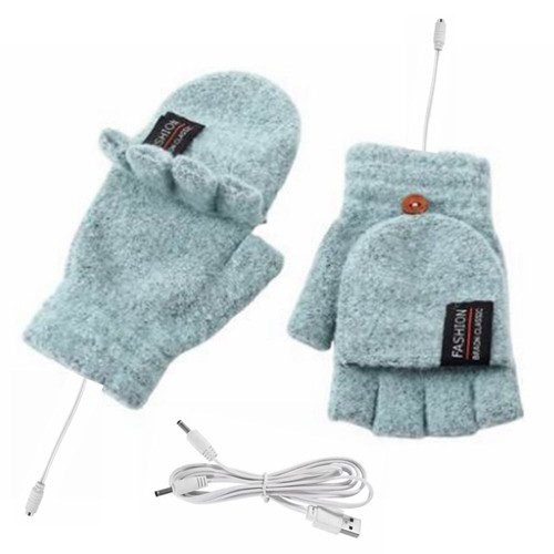 USB Electric Plug-In Mitten Heated Gloves Full&Half Finger Warmer Winter - Picture 15 of 18