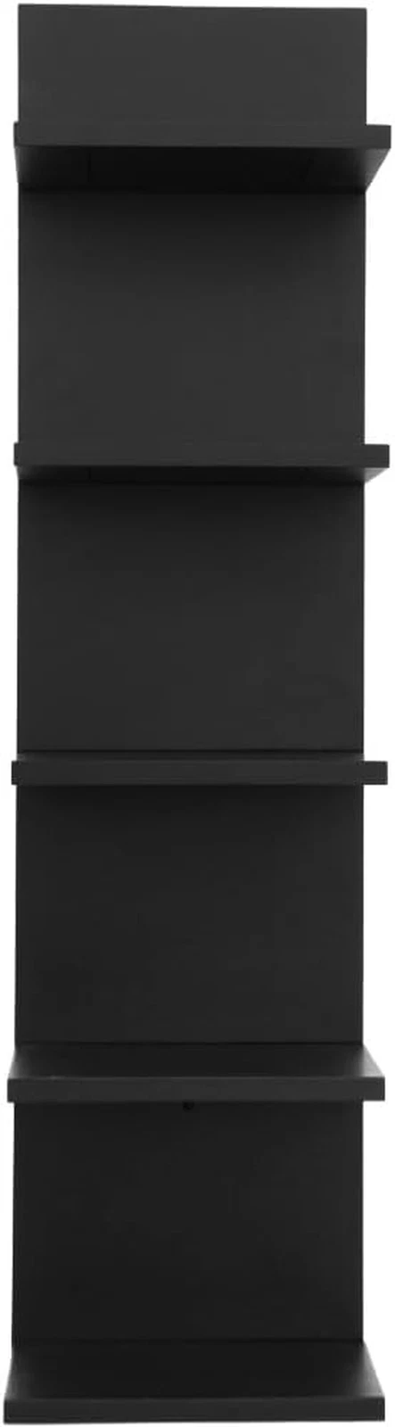 Black Wooden 5-Tier Floating Wall Shelf - Stylish Home Organizer Decor
