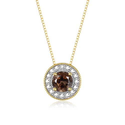 RYLOS Halo Necklace: Gemstone & Diamond, 18" Chain, 4MM Birthstone, Gold Plated - Picture 25 of 29