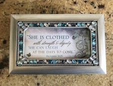 Cottage Garden She Is Clothed With Strength & Dignity Jewelry Music Box