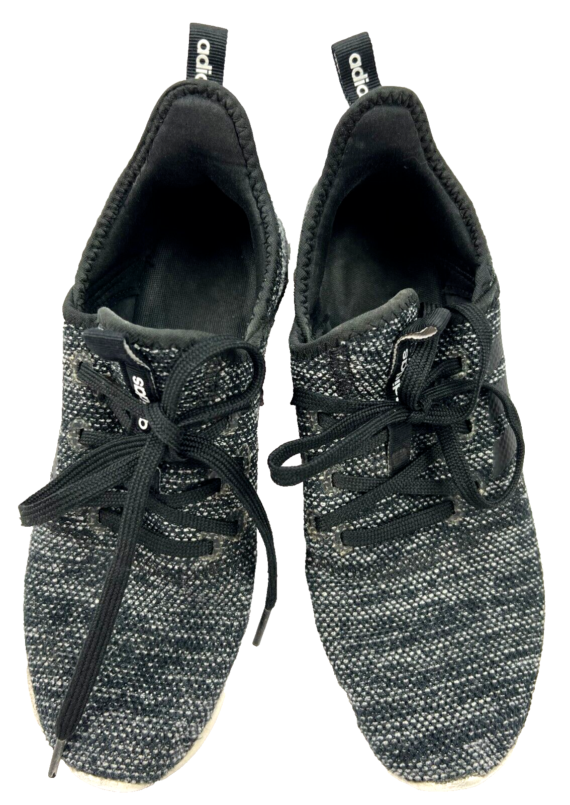 SAOLA Scarpe donna ADIDAS Cloudform taglia 9 suola ammortizzata nero bianco slip on cravatte