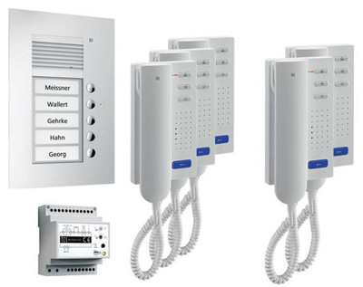 TCS Türsprechanlage Set 5 Wohneinheiten 2-Draht Sprechanlage PPU05-EN/02 UP