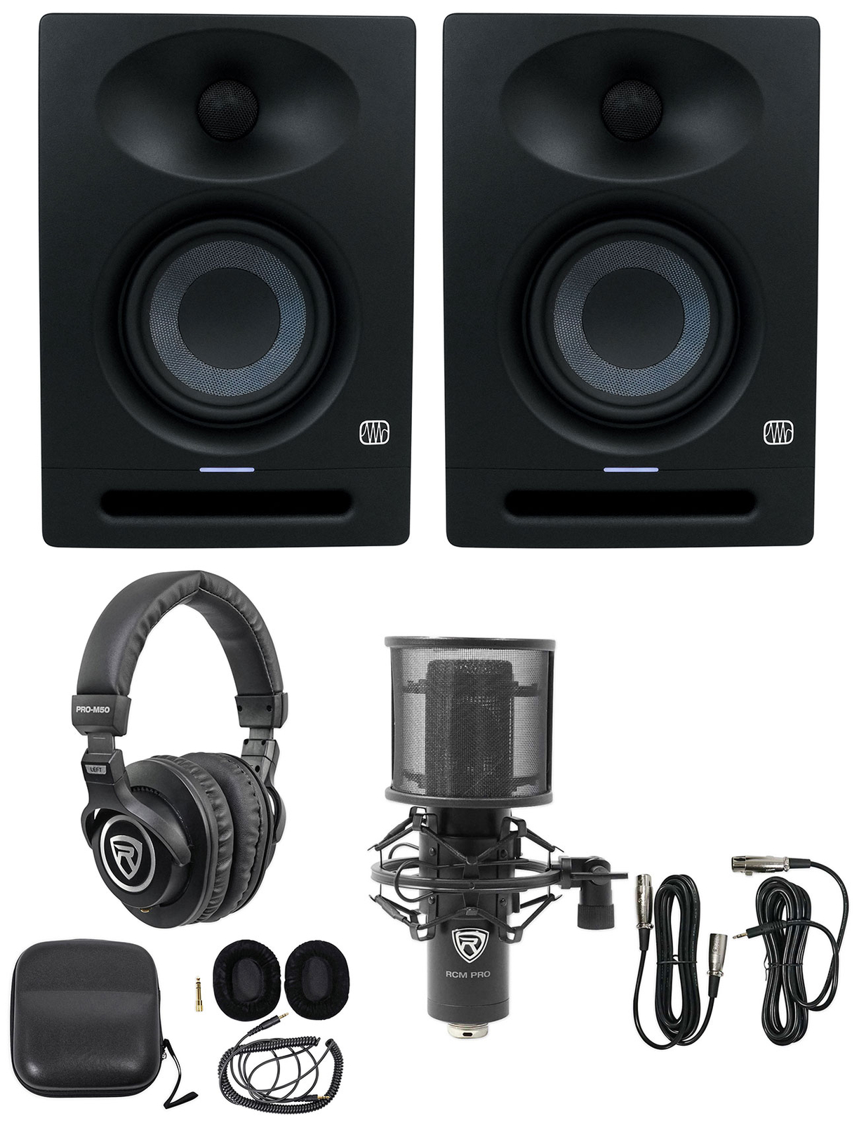 (2) Активные студийные мониторы Presonus Eris Studio 4 с питанием от сети + Микрофон + Наушники