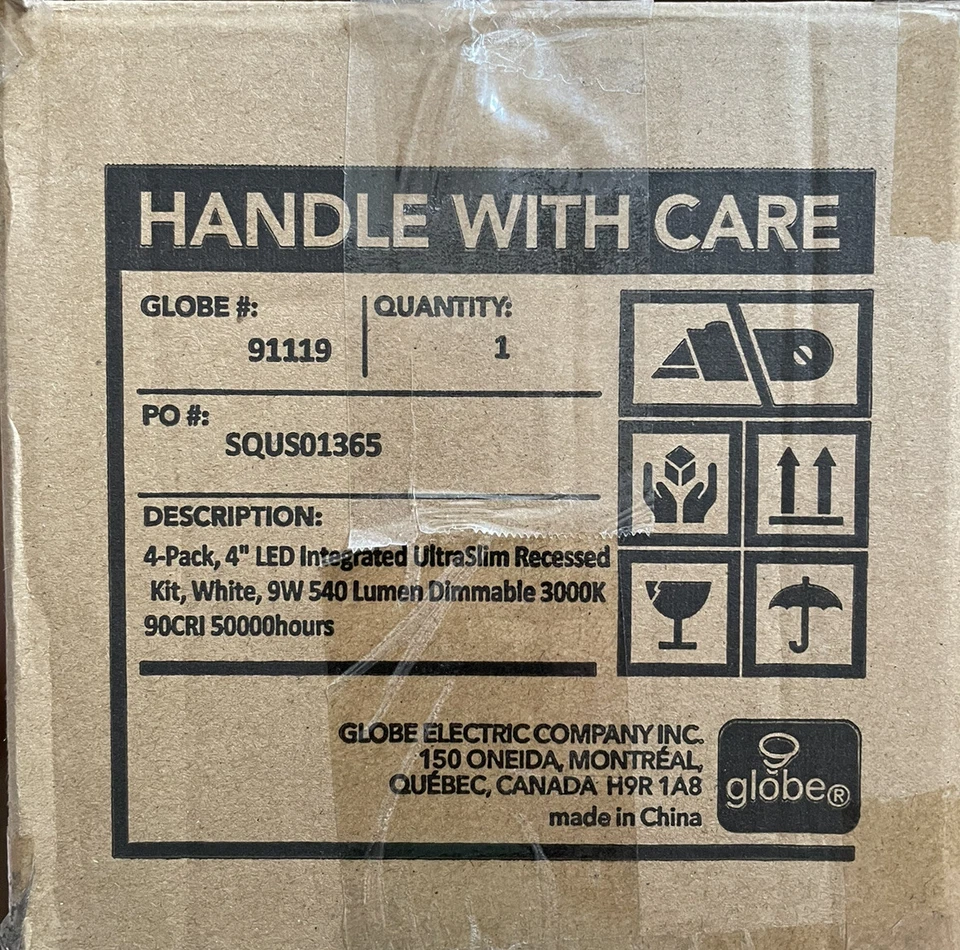 Paquete de 4 Globos Eléctricos 4" LED Integrados Ultra Delgados Kit de Iluminación Empotrada 9 Vatios Foto 2 de 2