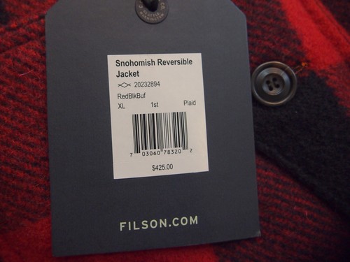 Filson Snohomish Reversible Hooded Jacket NWT XL $425 Buffalo Plaid & Orange - Picture 4 of 14