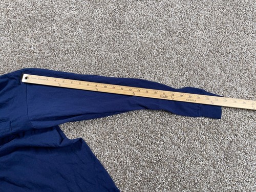 VTG Fruit of the Loom Long Sleeve Pocket T-Shirt Adult Medium (XL Tag) Dark Blue - Picture 9 of 12