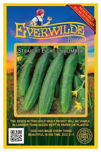 100 gerade acht Gurkensamen - Everwilde Farms Mylar Samen Paket - Bild 1 von 3